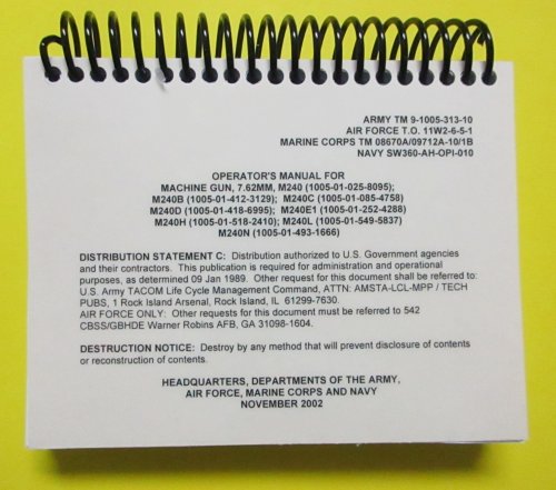 TM 9-1005-313-10 M240 Machine Gun Operator's Manual - 2010